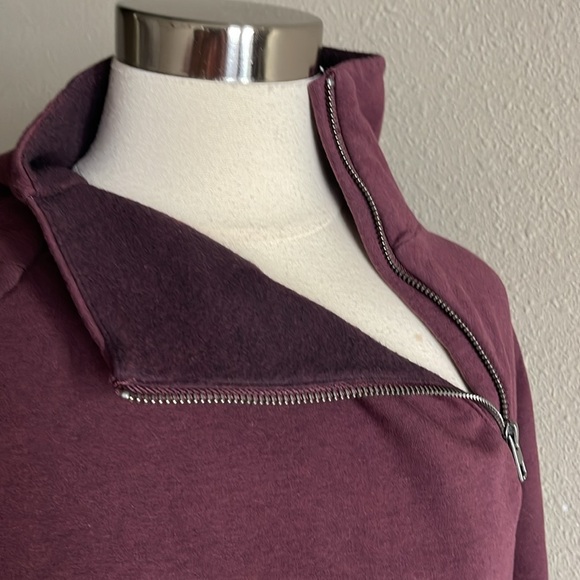 Earth Yoga Sz L Burgundy Organic Cotton Cozy Karma Sweatshirt Dress - Picture 3 of 16